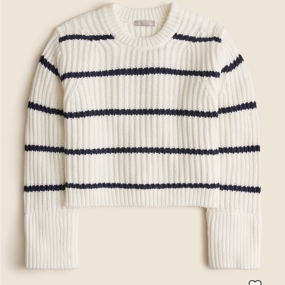 J. Crew White and Navy Striped Sweater